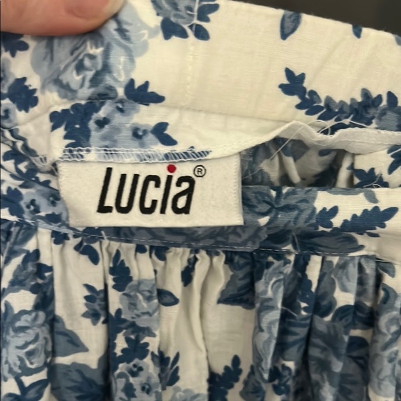 Vintage Lucia Blue and White Pleated Midi Skirt for Casual Wear - Picture 2 of 5